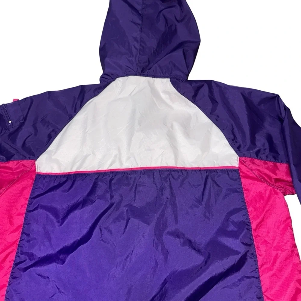 Hanes Girl's M Medium Vintage 1990's Track Jacket Colorblock Lightweight Hooded
